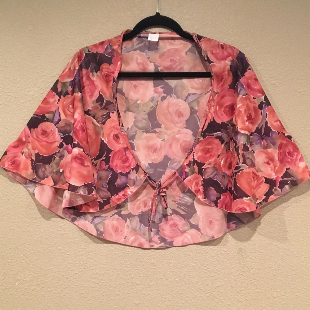 Beautiful Floral Rose Over-the-Shoulder Cape